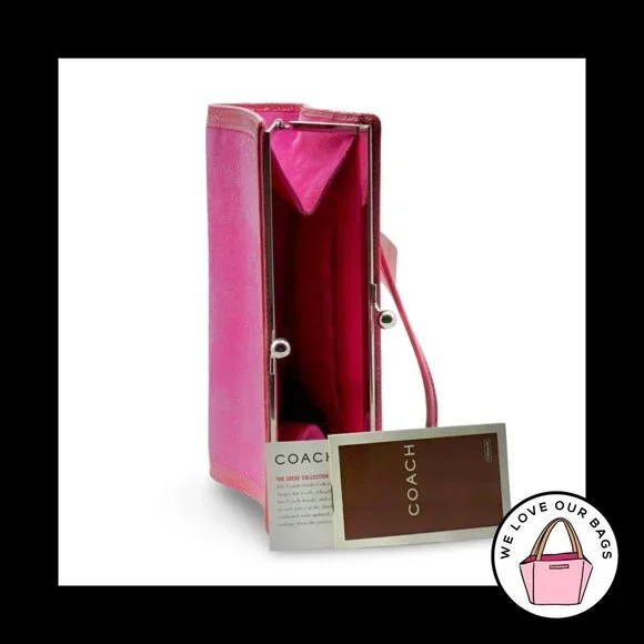 NWT Y2K VINTAGE COACH Pink Suede Leather Framed Kisslock Clutch Wristlet 8685 - Picture 2 of 7